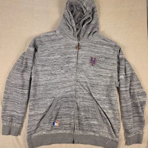 Majestic New York Mets Full Zip Hooded Sweatshirt Gray