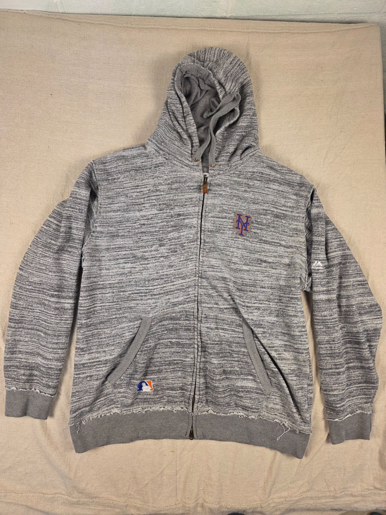 Majestic New York Mets Full Zip Hooded Sweatshirt Gray