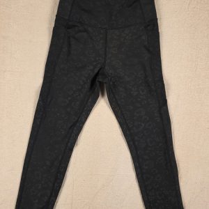 BSP High Rise Leopard Print Leggings Women's M Black Side Pockets