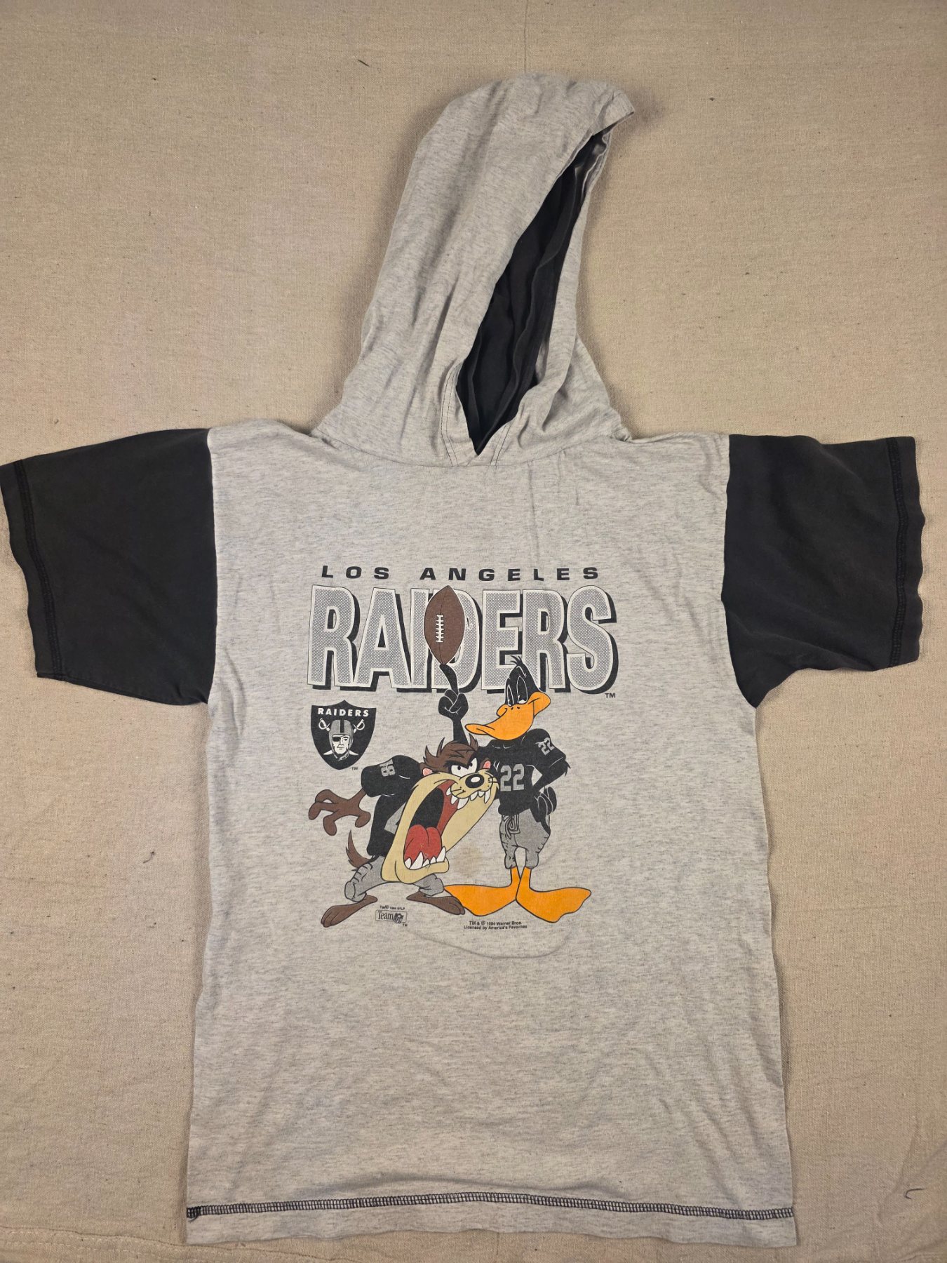 Vintage 1994 Signal Sports Los Angeles Raiders Taz Hooded T-Shirt L