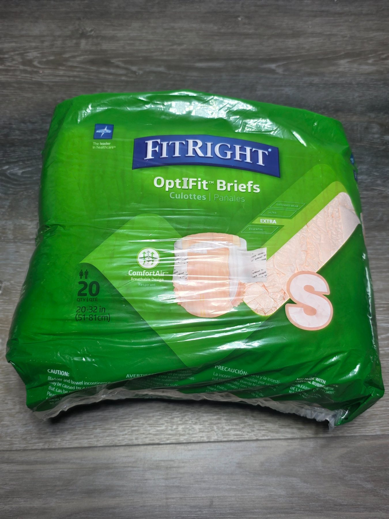 Medline FitRight OptiFit Extra Adult Briefs Small 20 Count 20-32 in