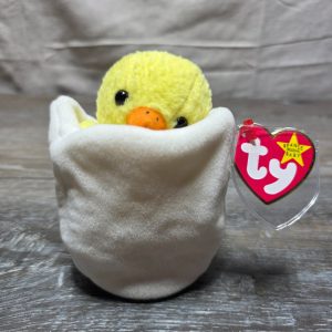 Vintage 1999 Ty Beanie Baby Eggbert Chick in Egg Plush w/ Tags
