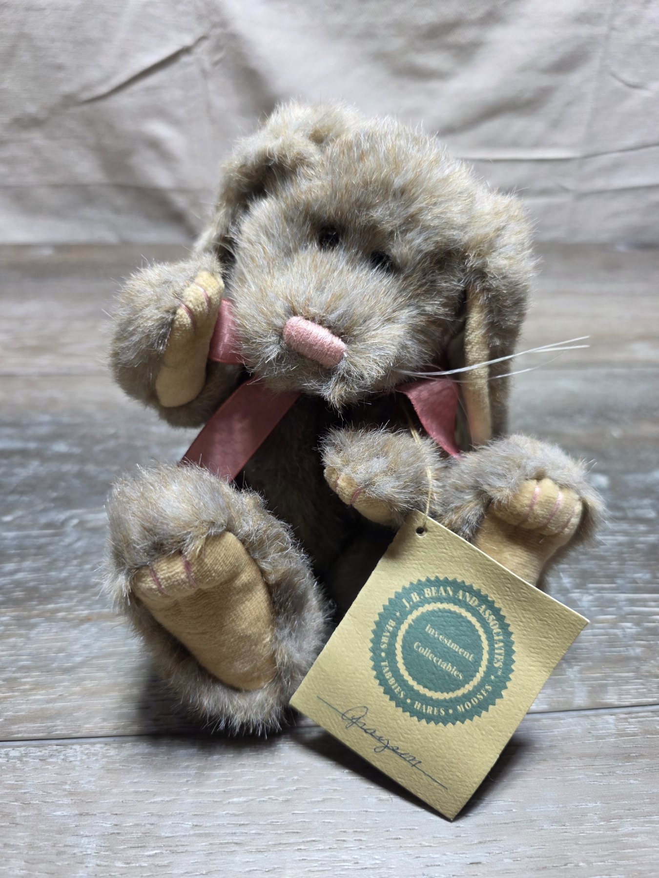 Boyds Bears J.B. Bean Hares Jointed Plush Rabbit 8in w Hang Tag