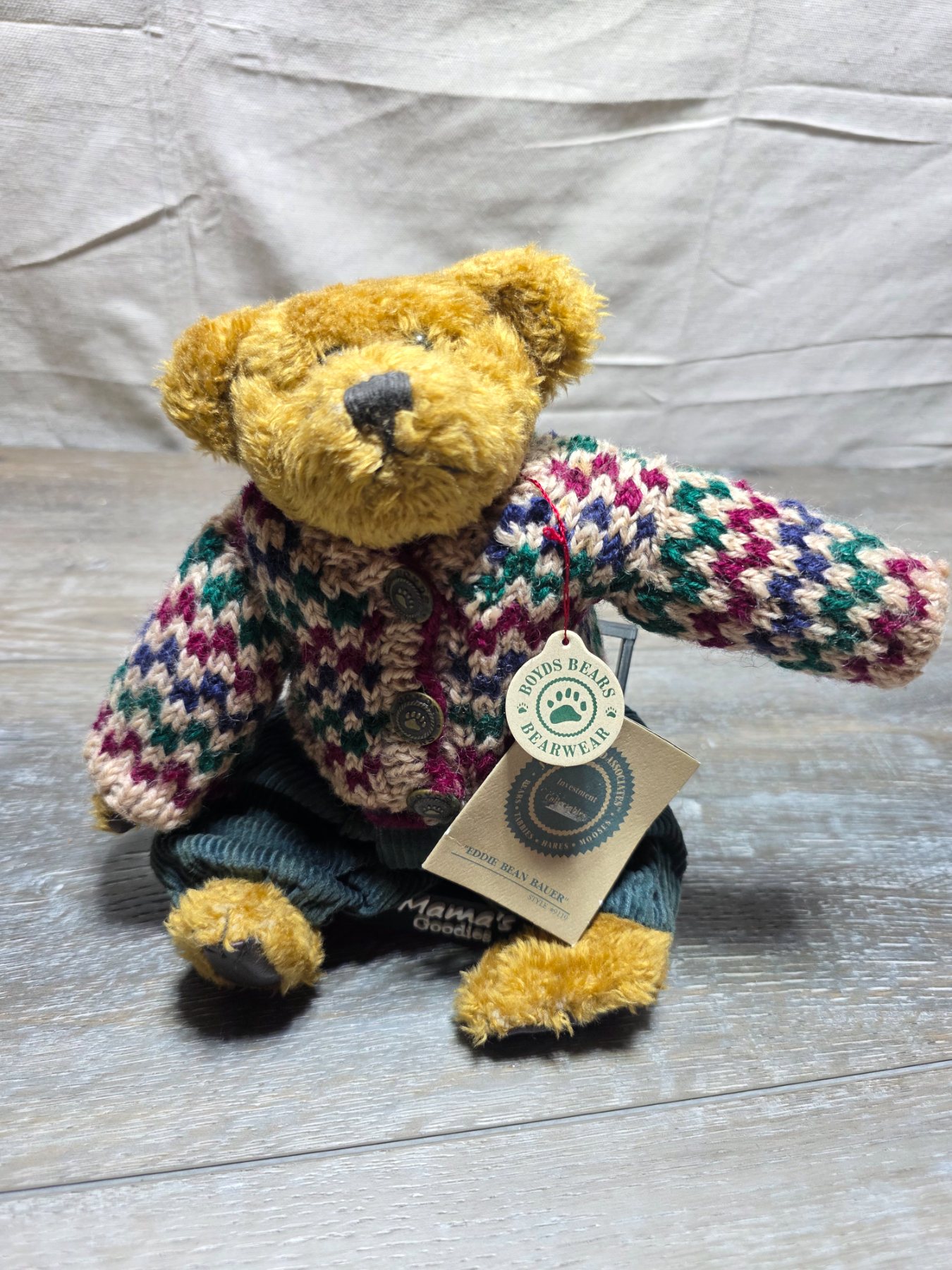 Boyds Bears Eddie Bean Bauer Style 9119 10in Teddy Bear Sweater 1996
