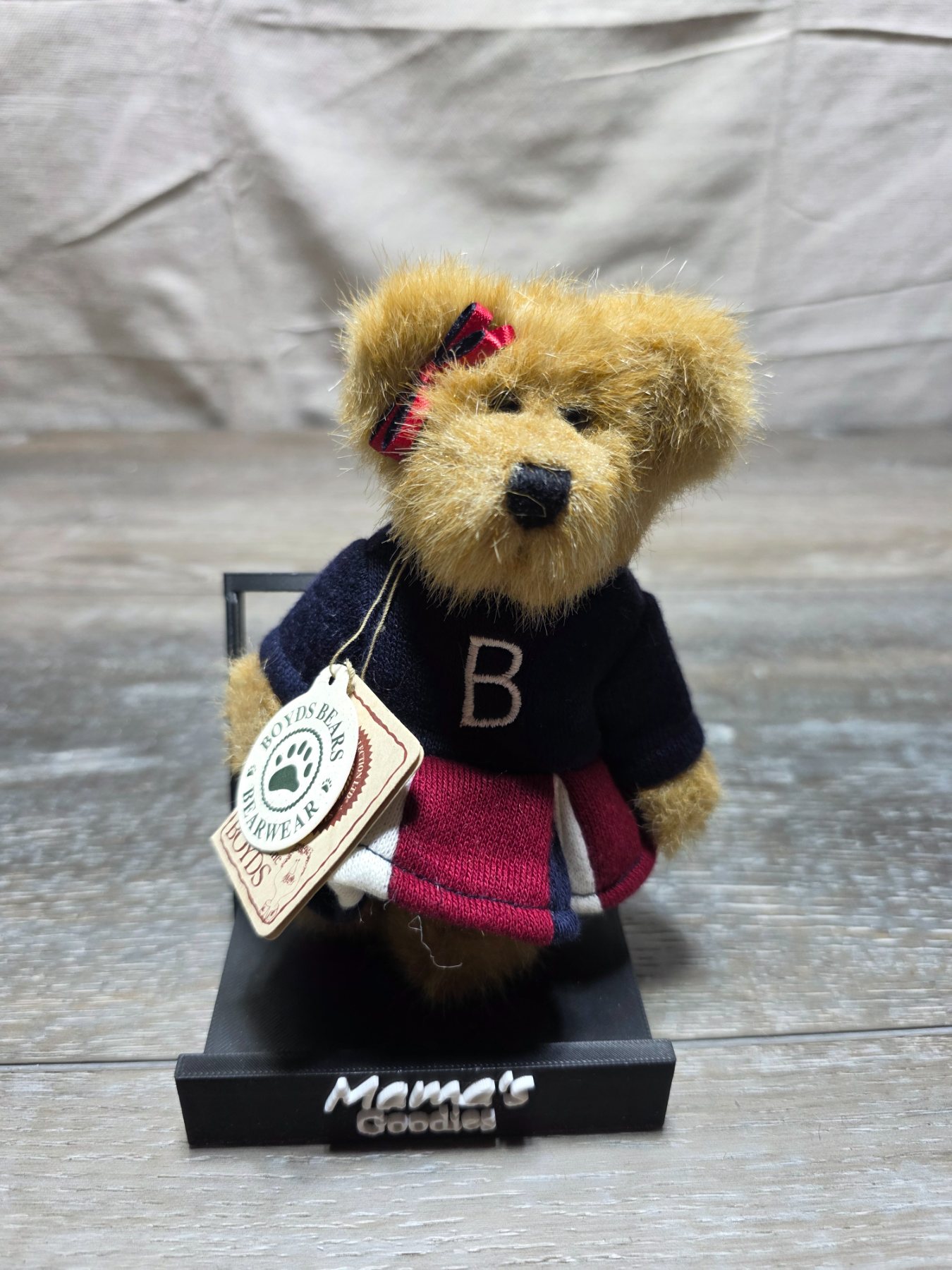 Boyds Bears Perky P. Rally Cheerleader Plush Ornament w/ Stand #56300