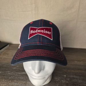 Budweiser H3 Headwear Trucker Snapback Hat Blue Red White Adjustable