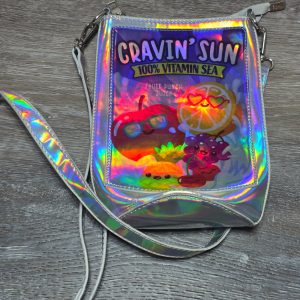 Cravin' Sun Holographic Fruit Juice Crossbody Bag Silver 8.5 in