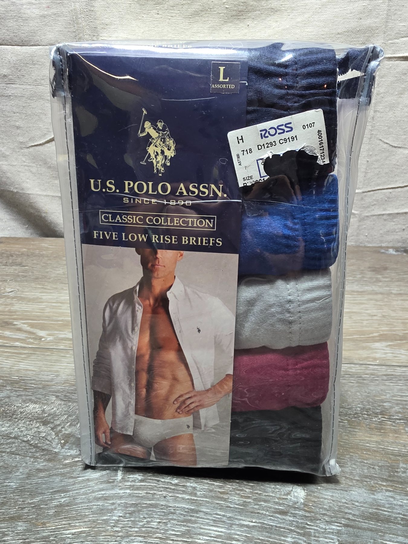 U.S. Polo Assn. 5 Pack Low Rise Briefs Men's Large Assorted Cotton