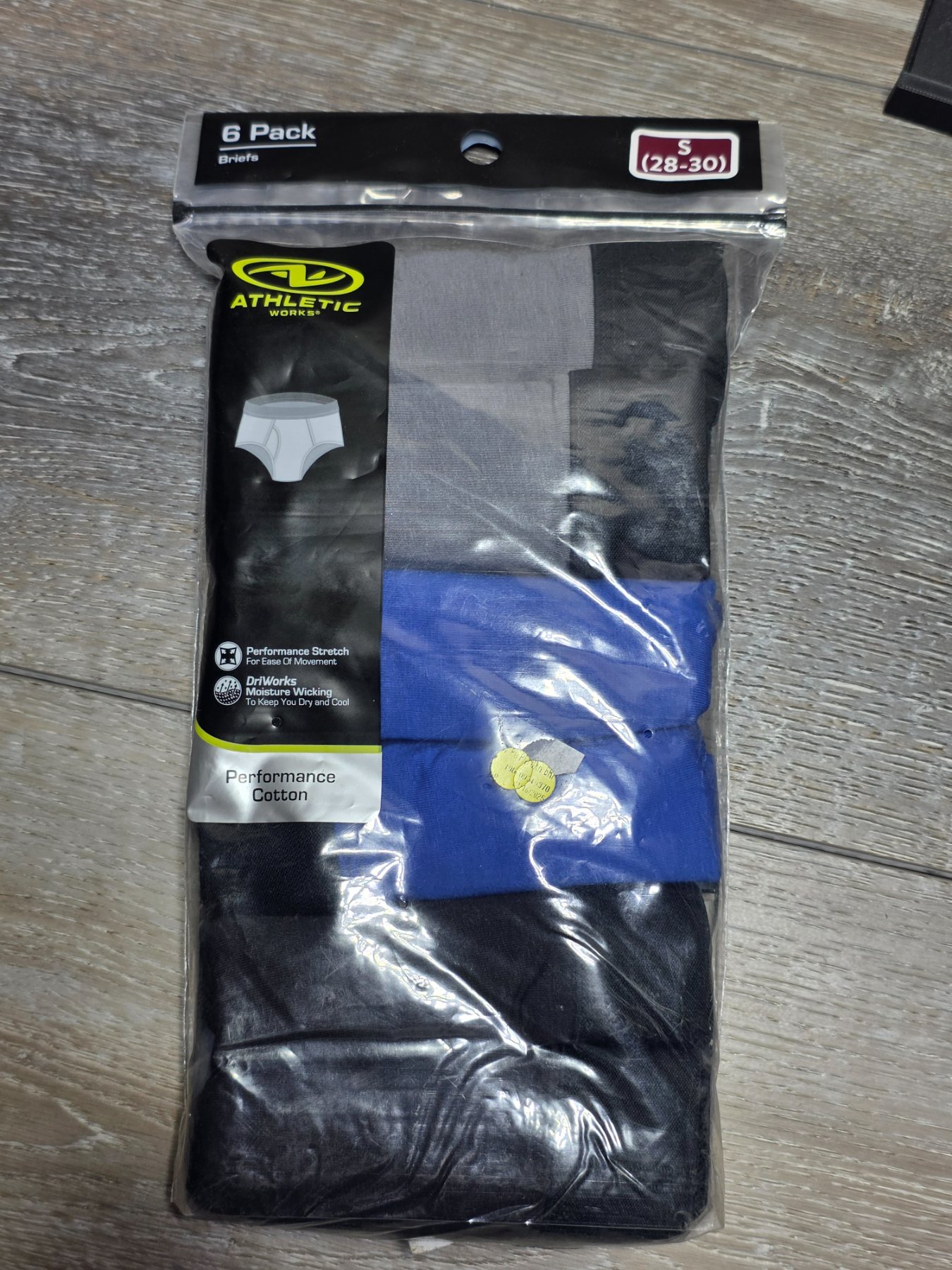 Athletic Works Performance Cotton Men's Briefs 6 Pack Size S 28-30 Multi