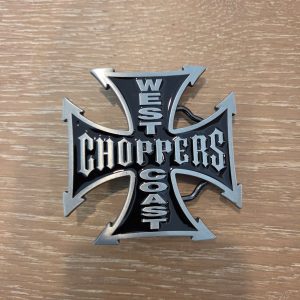 West Coast Choppers Iron Cross Logo Black Silver Metal Belt Buckle