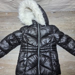 Michael Michael Kors Girls 5/6 Black Puffer Jacket Faux Fur Hood