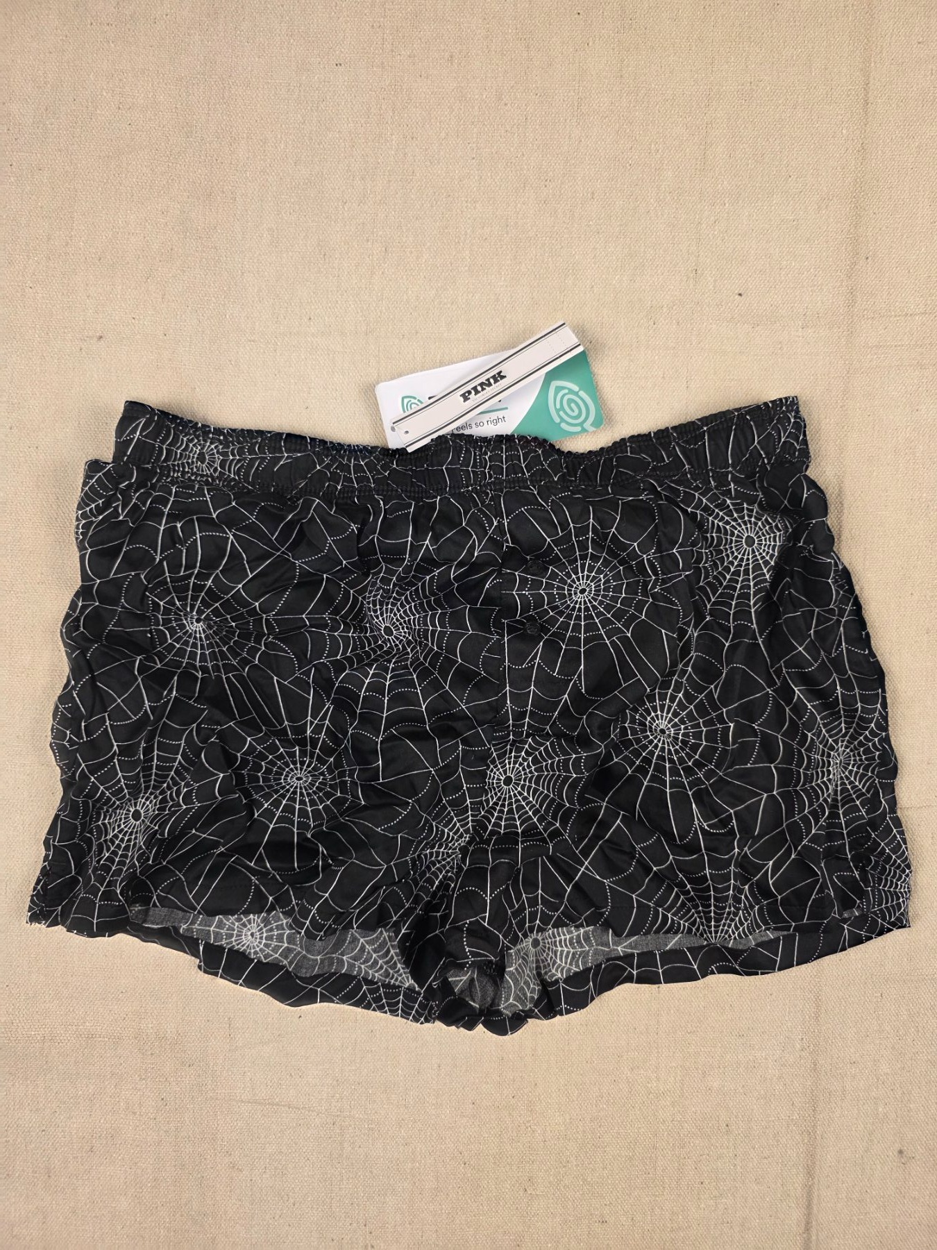 PINK Victoria's Secret Spiderweb Pajama Boxer Shorts Women's XS Black