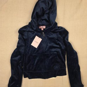 Juicy Couture Velour Rhinestone Zip Hoodie Women’s S Regal Blue