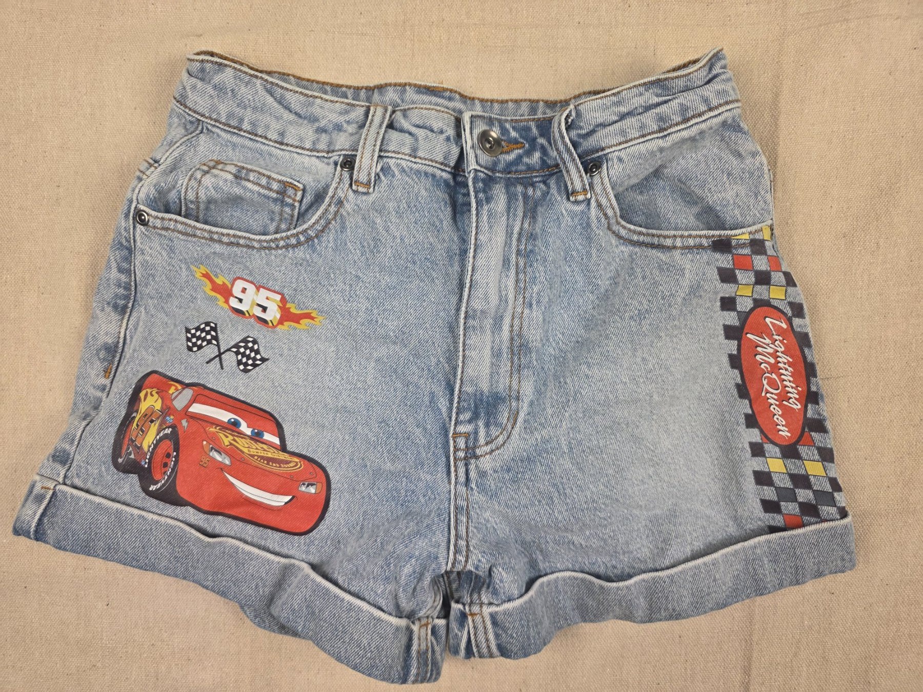 Disney Pixar Cars Lightning McQueen Denim Shorts Juniors Size 3 Blue