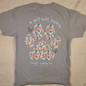 Simply Southern A Girl's Best Friend Paw Print Women's M Gray T-Shirt