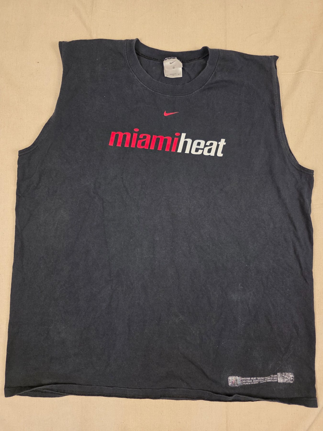 Nike Miami Heat NBA Sleeveless Tank Top Men's XL Black Y2K Made USA