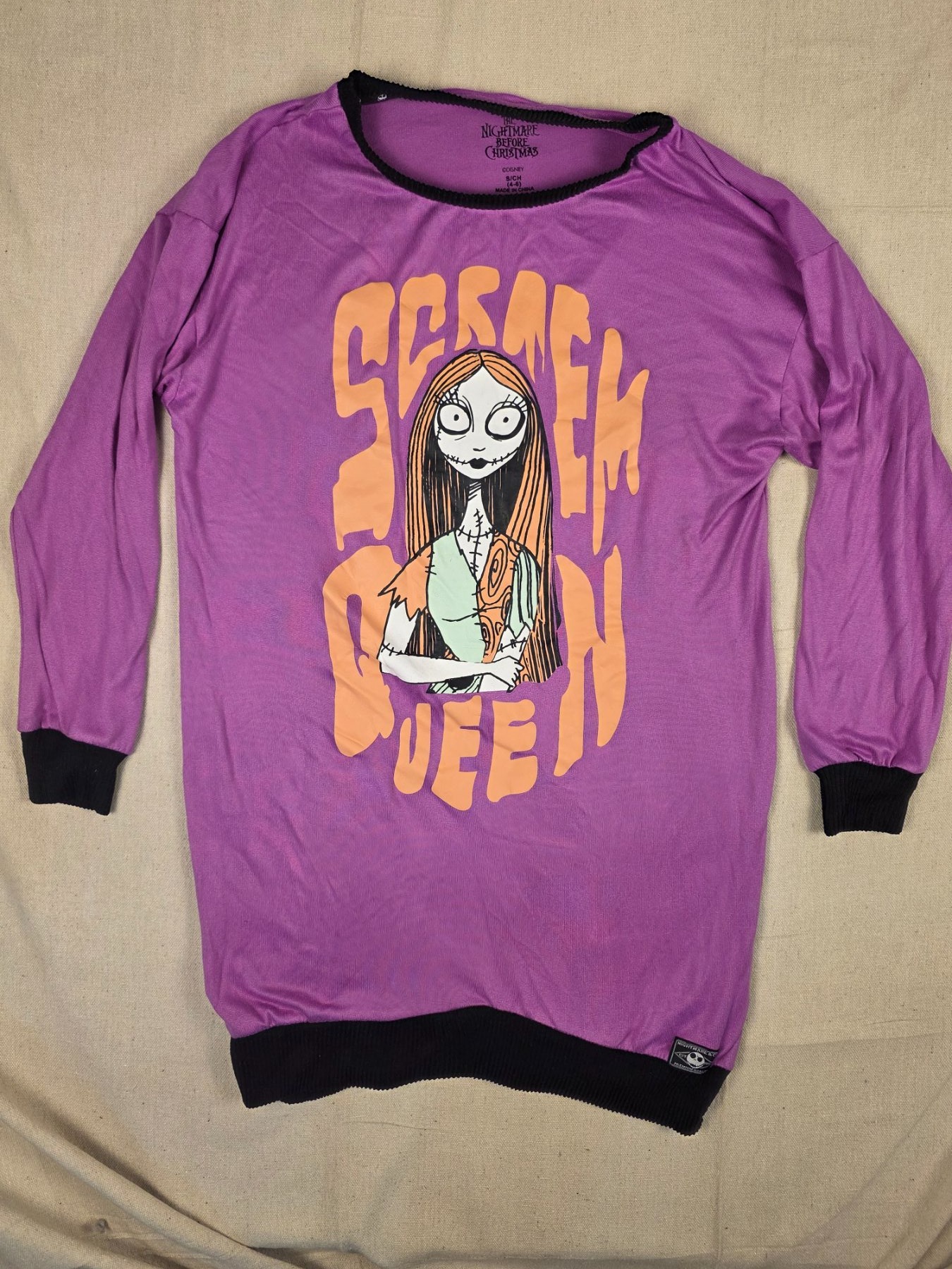 Disney Nightmare Before Christmas Sally Scream Queen Sleep Shirt Womens S Purple