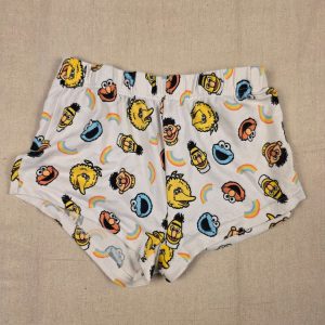Sesame Street Graphic Sleep Shorts Women's XS White Rainbow Character Print