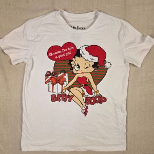 Betty Boop Christmas Graphic T-Shirt Women's S White Short Sleeve