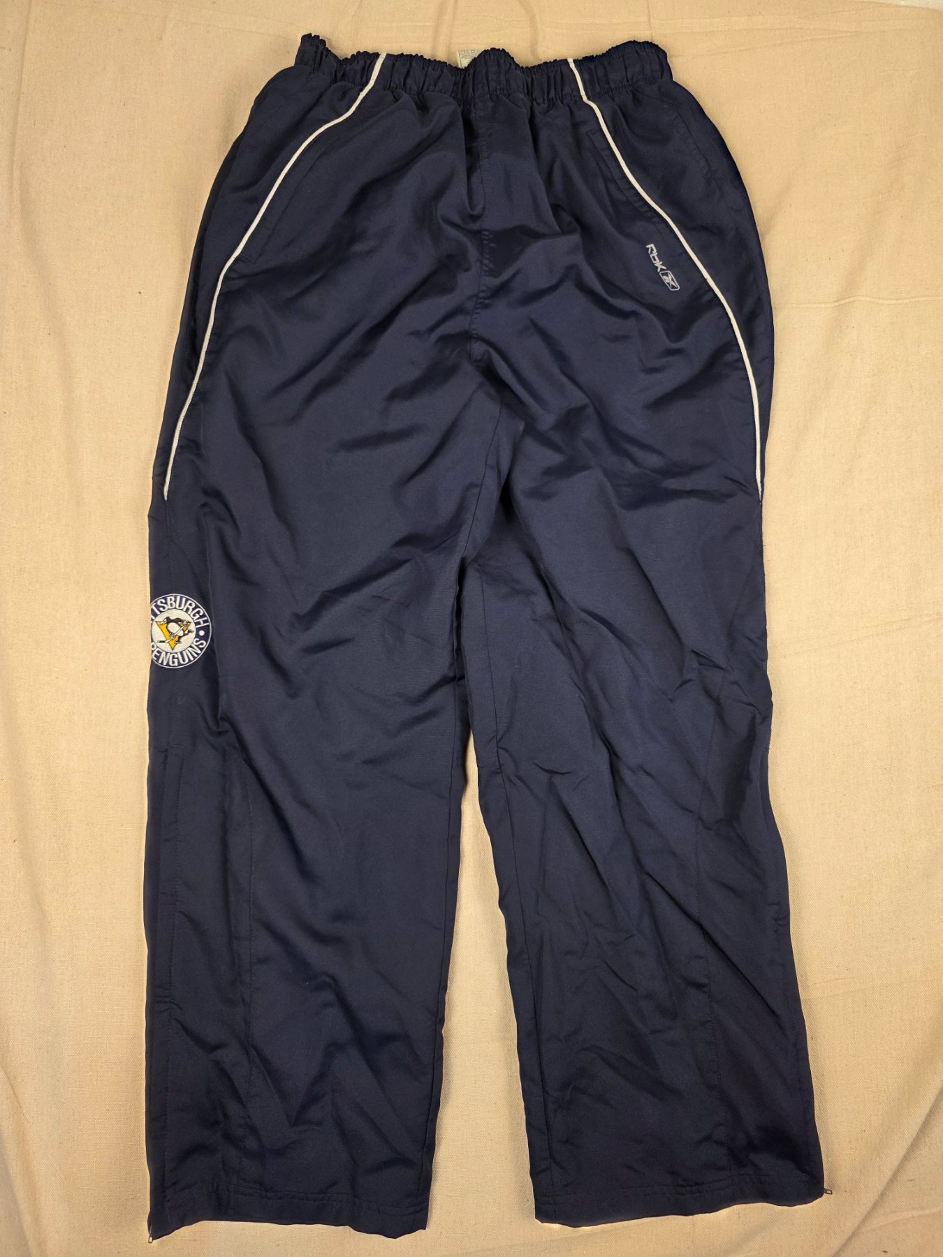 Reebok Pittsburgh Penguins NHL Warm Up Men's L Navy Y2K Lined
