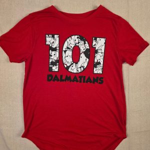Disney 101 Dalmatians Graphic T-Shirt Juniors M 7-9 Red Short Sleeve