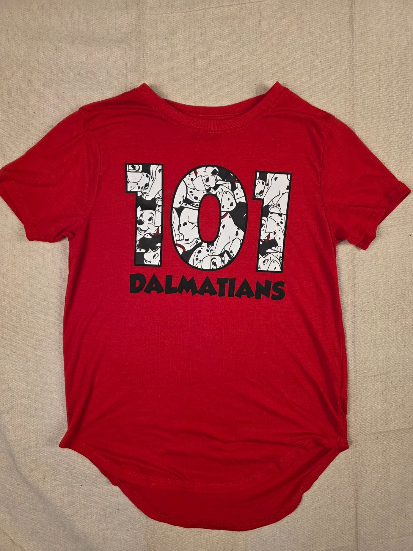 Disney 101 Dalmatians Graphic T-Shirt Juniors M 7-9 Red Short Sleeve