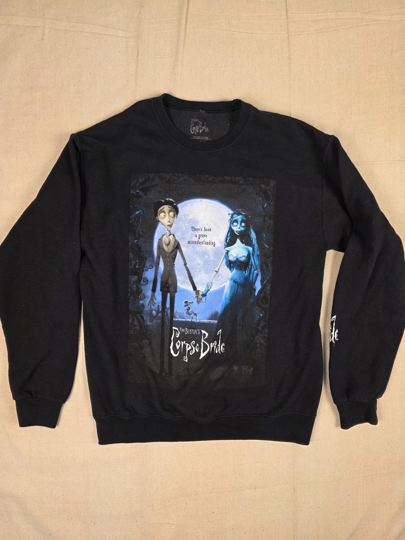 Tim Burton's Corpse Bride Graphic Crewneck Sweatshirt Unisex M Black