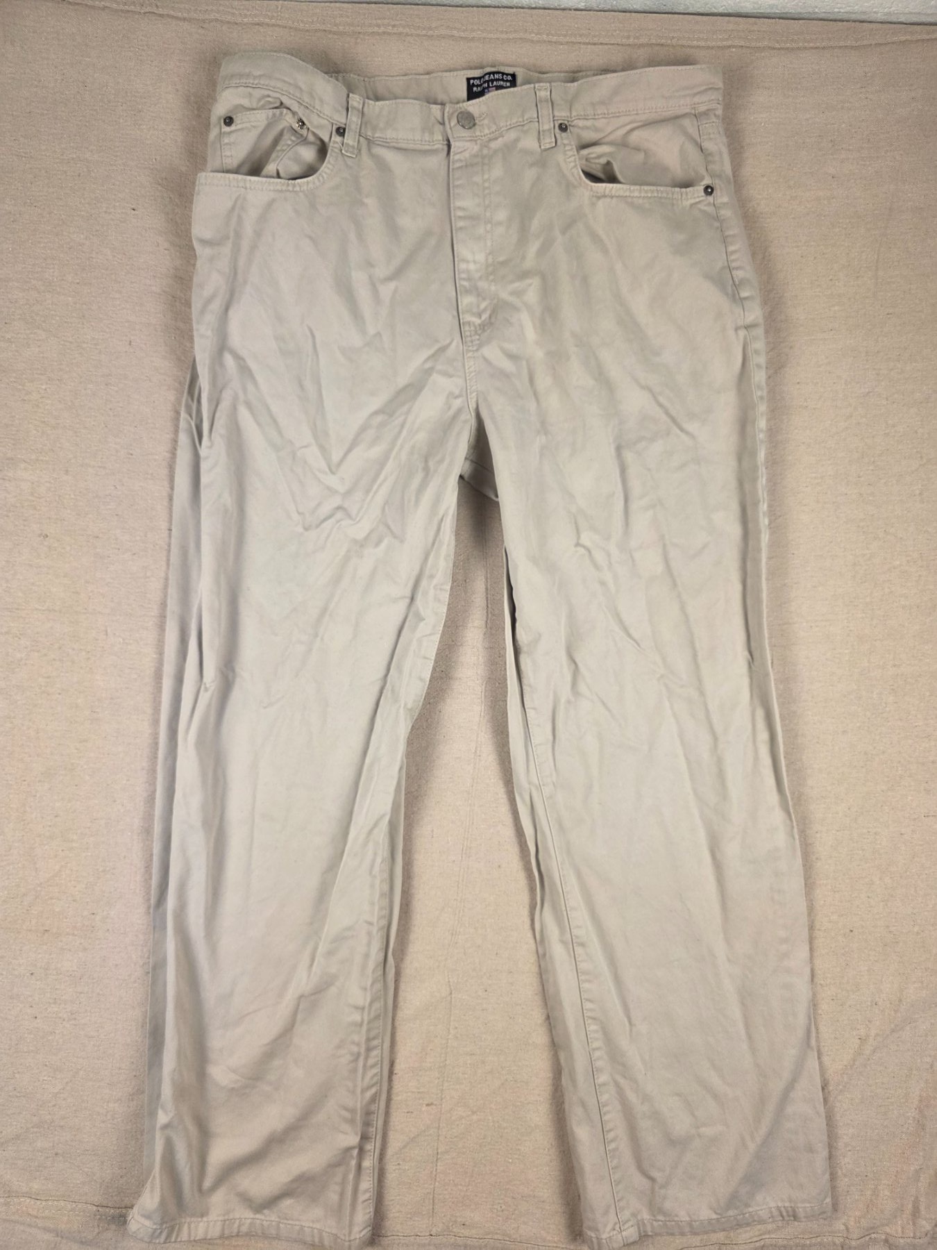 Polo Jeans Co Ralph Lauren 5 Pocket Straight Pants Men's 38 Khaki Cotton