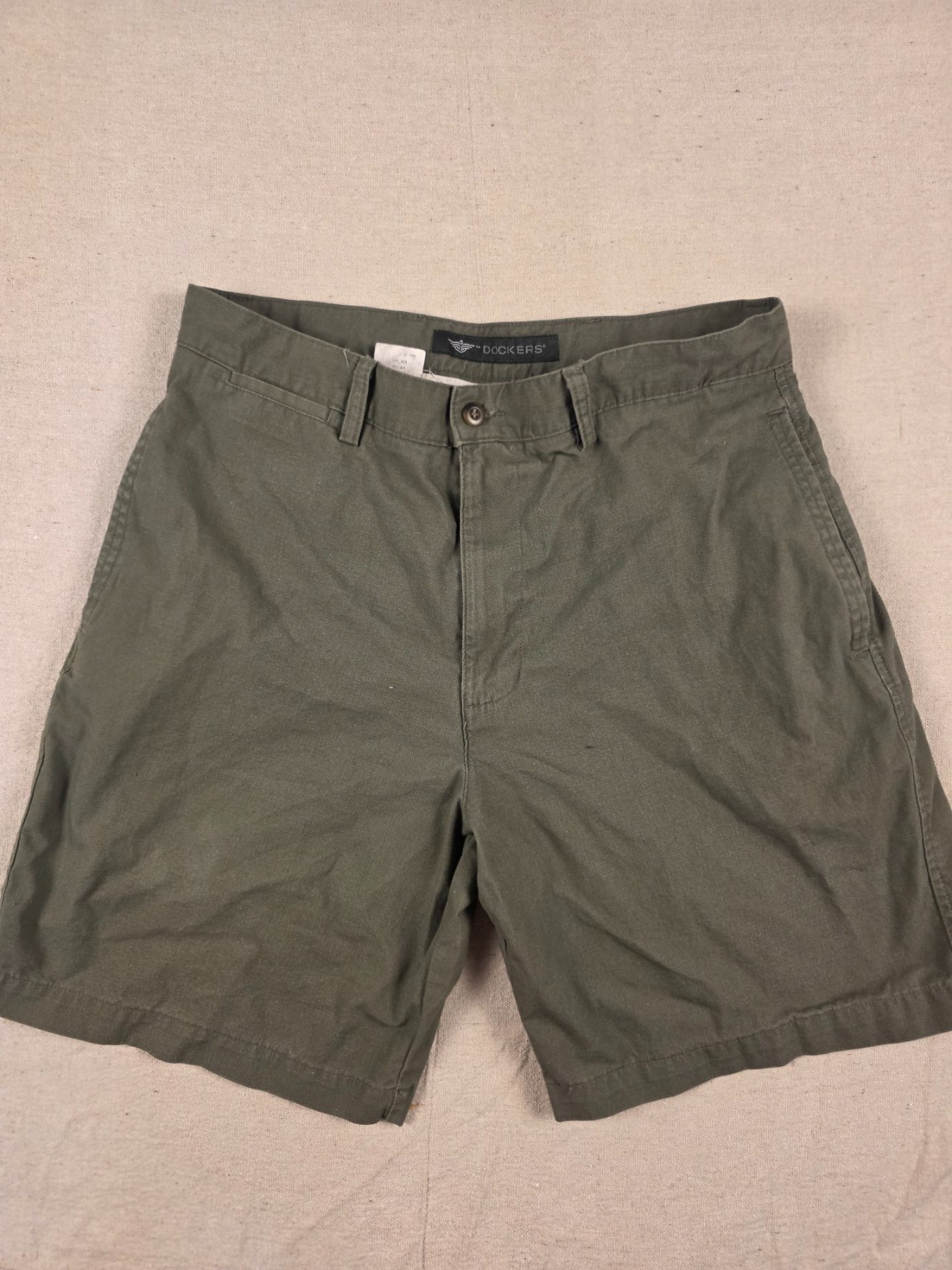 Dockers Chino Shorts Men's Olive Green Flat Front Button Pocket